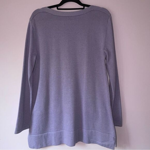 J Jill Size M Merino Wool Knit Tunic Sweater Top Pastel Purple Pockets - Picture 6 of 8